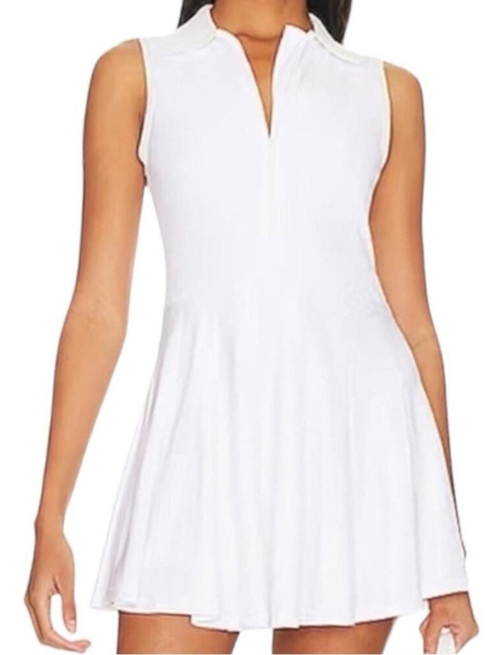 Weworewhat Sleeveless White Collared Zip Tennis Dress